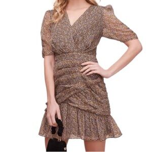 NEW ASTR the label shirred bottom black floral minidress